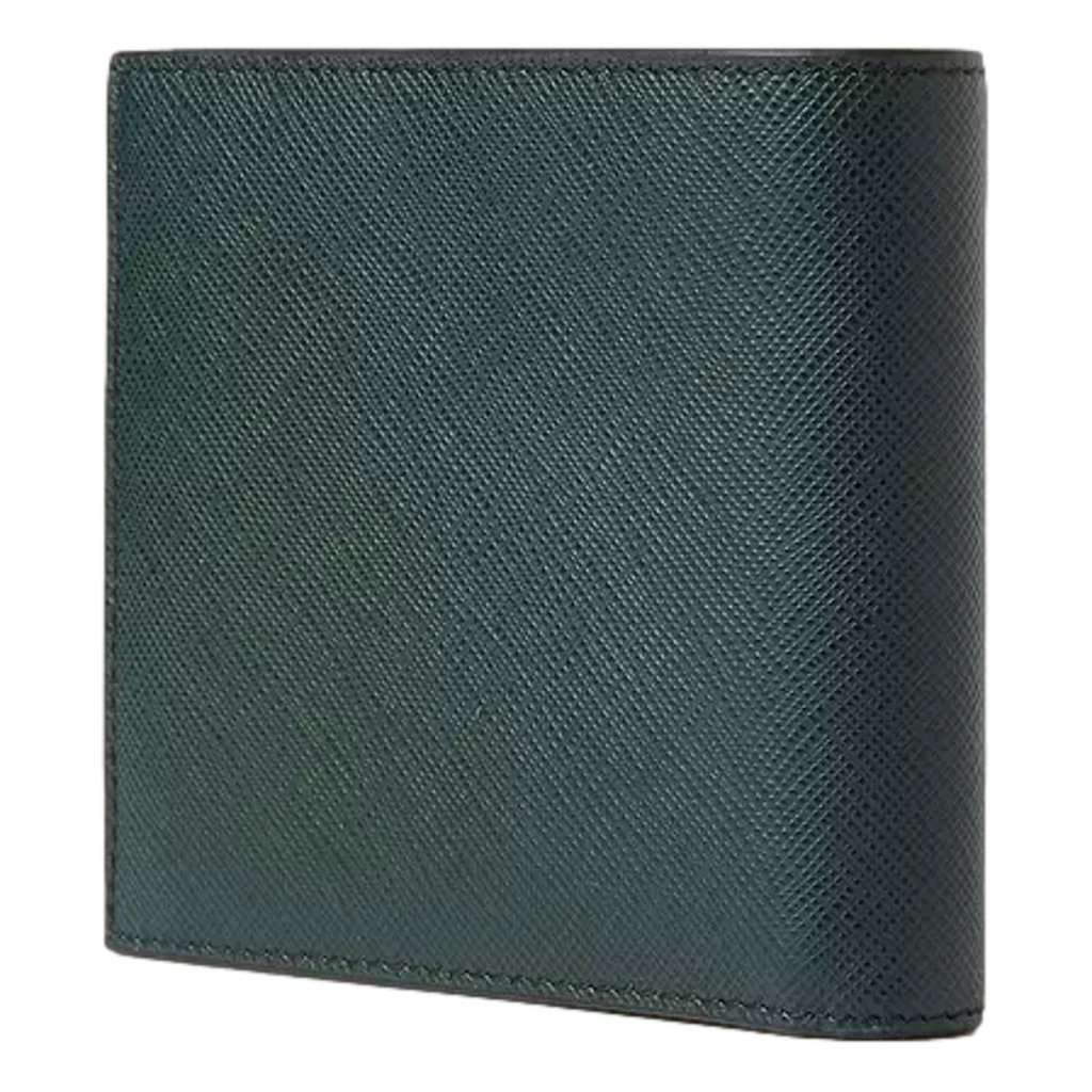 Prada Prada Saffiano Leather Dark Green Bifold Wallet Metal Logo Green Leather Never worn - Inside View