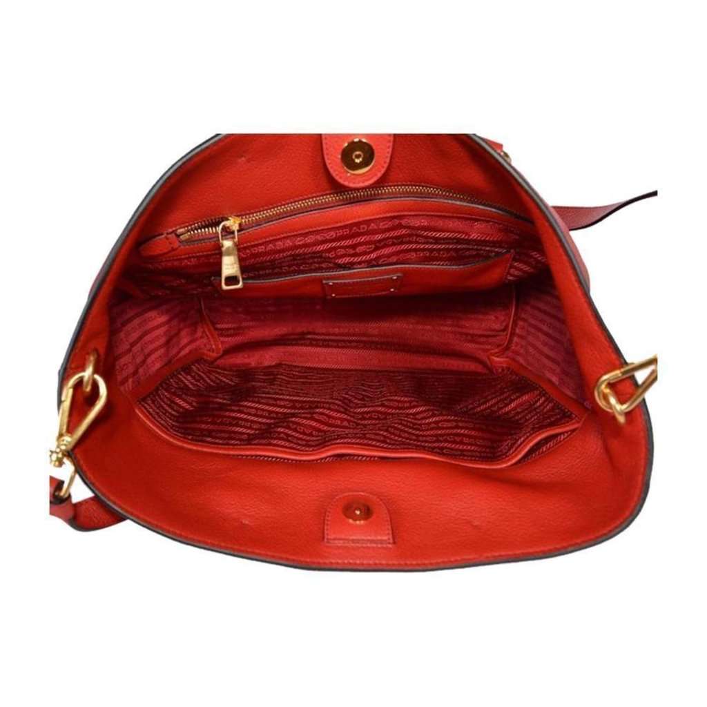 Prada Prada Vitello Phenix Red Leather Shopping Tote Red Leather Never worn - Model View