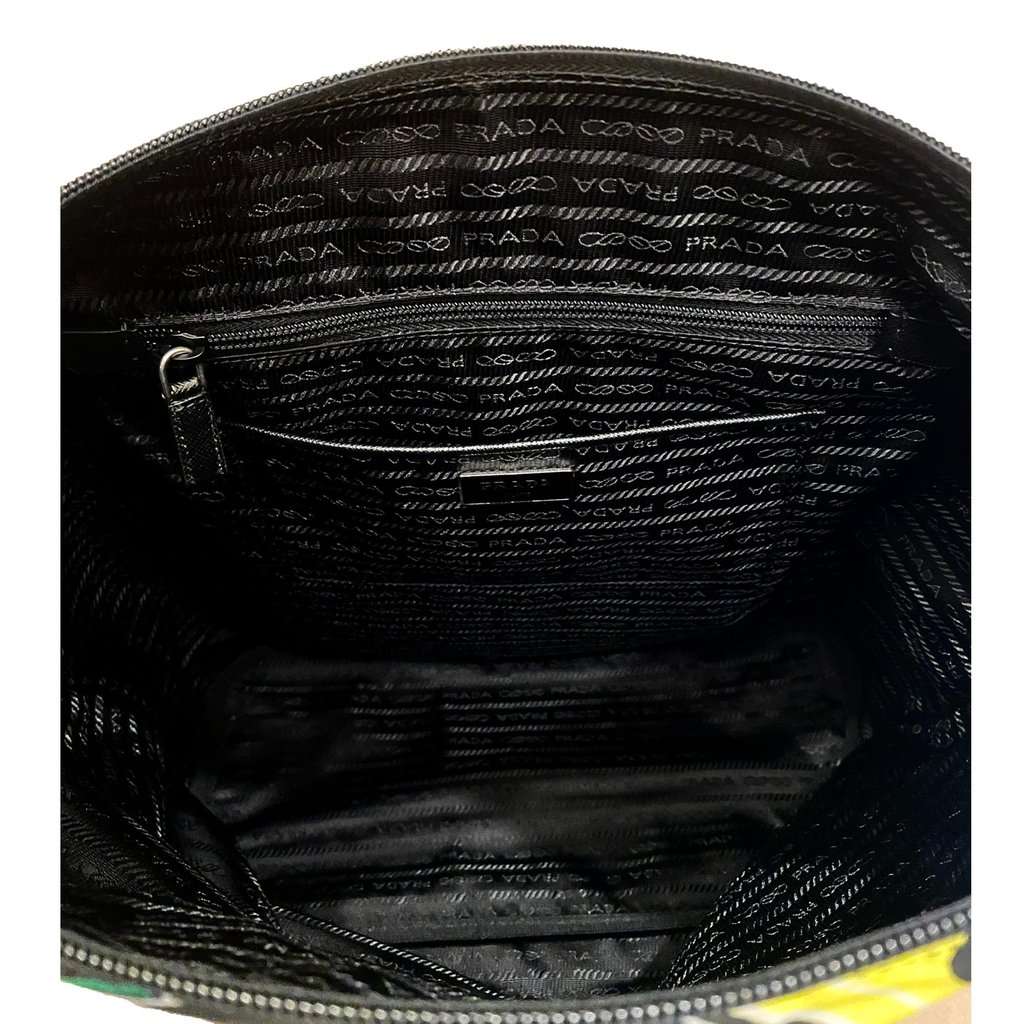 Prada Prada Cassette Print Black Nylon Convertible Shopping Tote Handbag Black Never worn - Box View