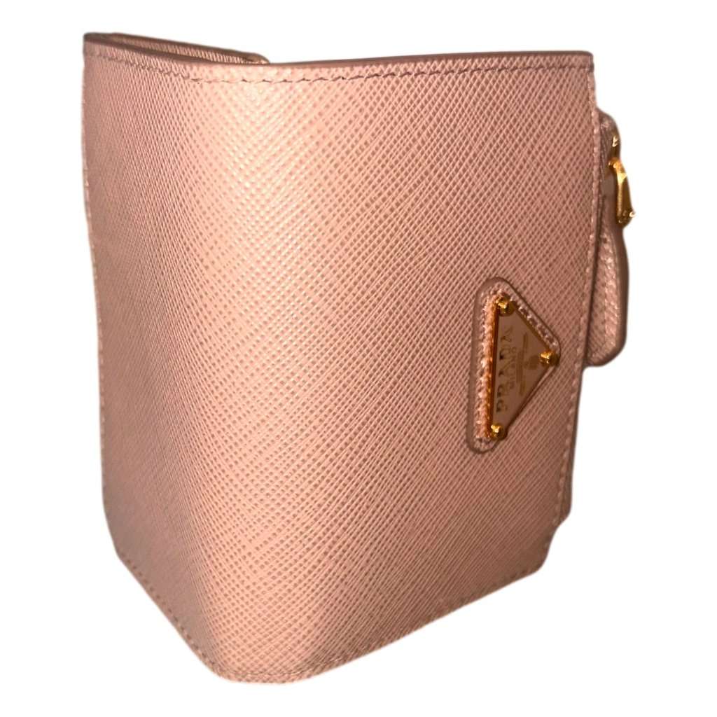 Prada Prada Saffiano Leather Cipria Beige Small Snap Bifold Coin Pouch Wallet Pink Leather Never worn - Box View
