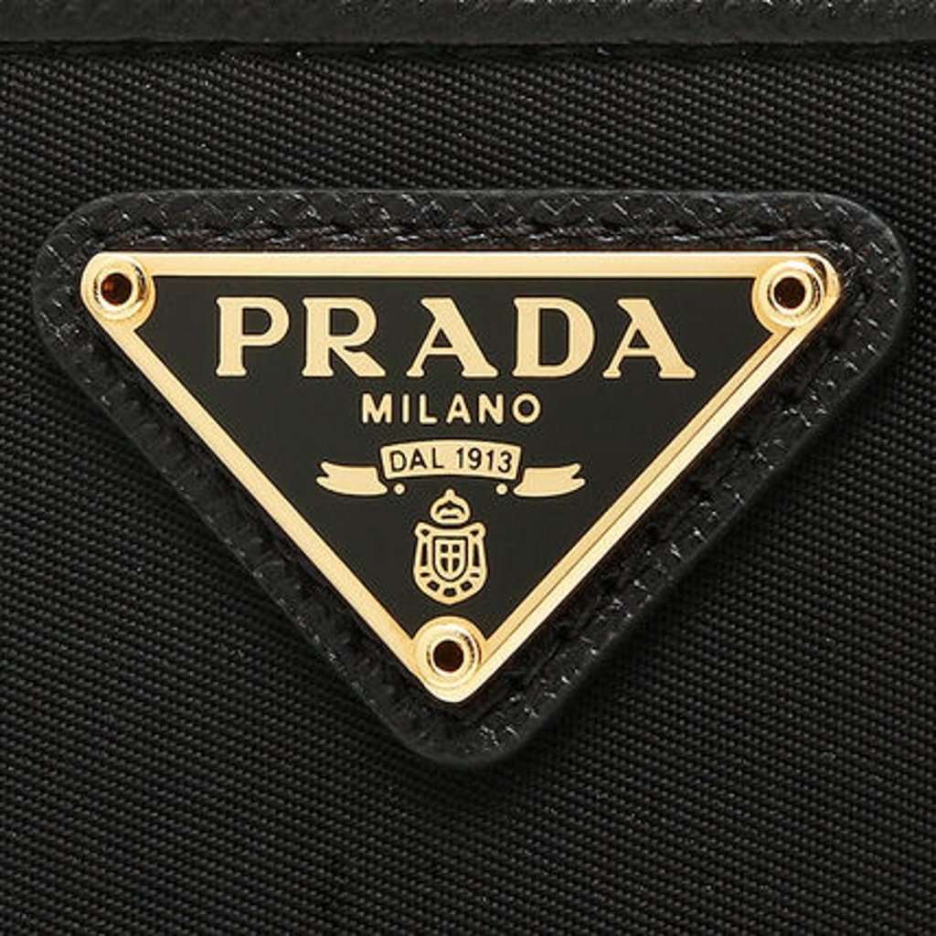 Prada Prada Black Tessuto Nylon Zip Around Wallet Gold Triangle Logo Black Leather Never worn - Back View