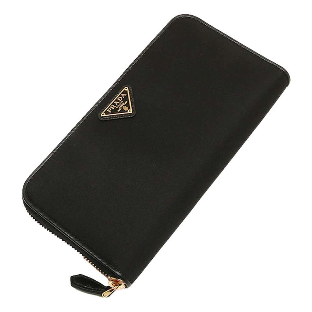 Prada Prada Black Tessuto Nylon Zip Around Wallet Gold Triangle Logo Black Leather Never worn - Inside View
