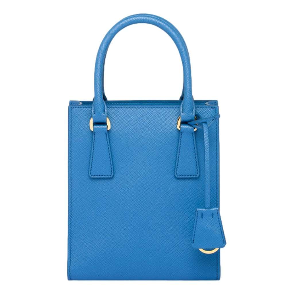 Prada Prada Saffiano Leather Top Handle Mini Shopper Crossbody Bag in Blue Blue Leather Never worn - Back View