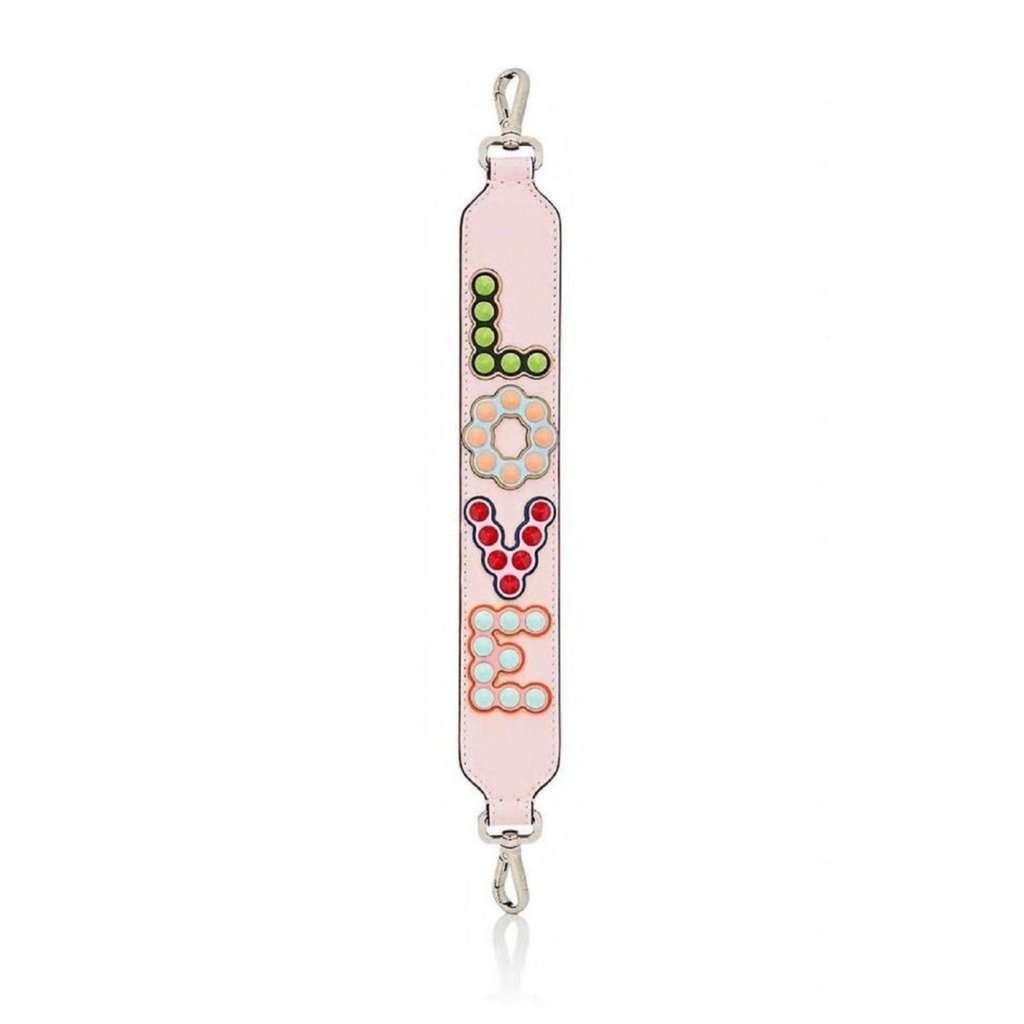 Fendi Fendi Mini Strap You Pink Peonia Multicolor "LOVE" Studded Leather Pink Leather Never worn - Front View