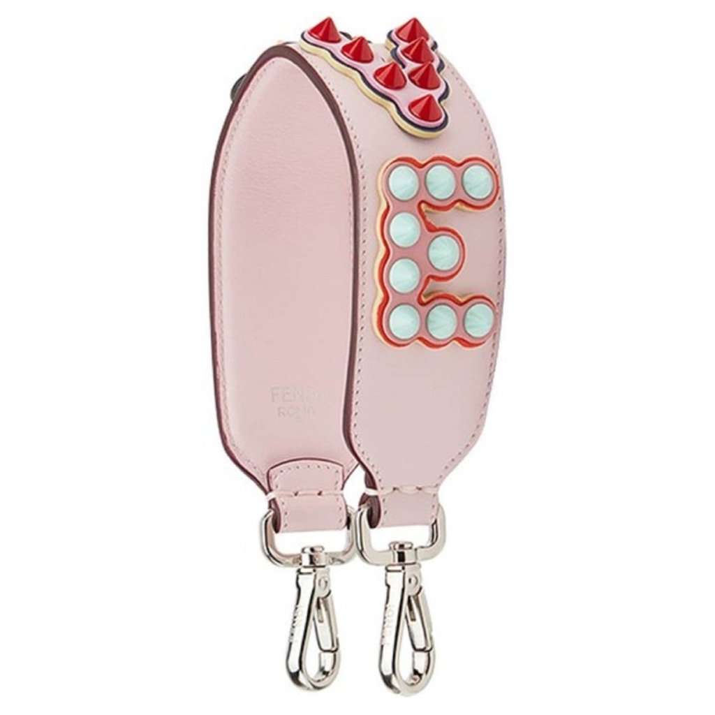 Fendi Fendi Mini Strap You Pink Peonia Multicolor "LOVE" Studded Leather Pink Leather Never worn - Model View