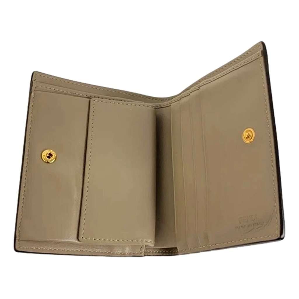 Fendi Fendi F is Fendi Tortora Gray Leather Bifold Wallet Grey Leather Never worn - Inside View