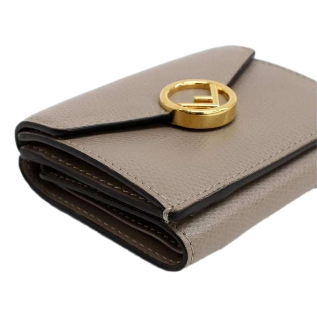 Fendi Fendi F Is Fendi Tortora Gray Leather Micro Trifold Wallet Grey Leather Never worn - Box View