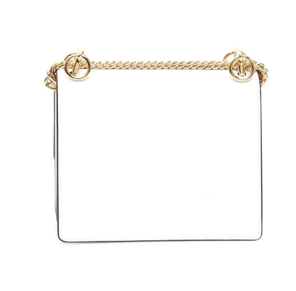 Fendi Fendi Kan I White Multi Color Flowers Leather Chain Bag White Leather Never worn - Model View