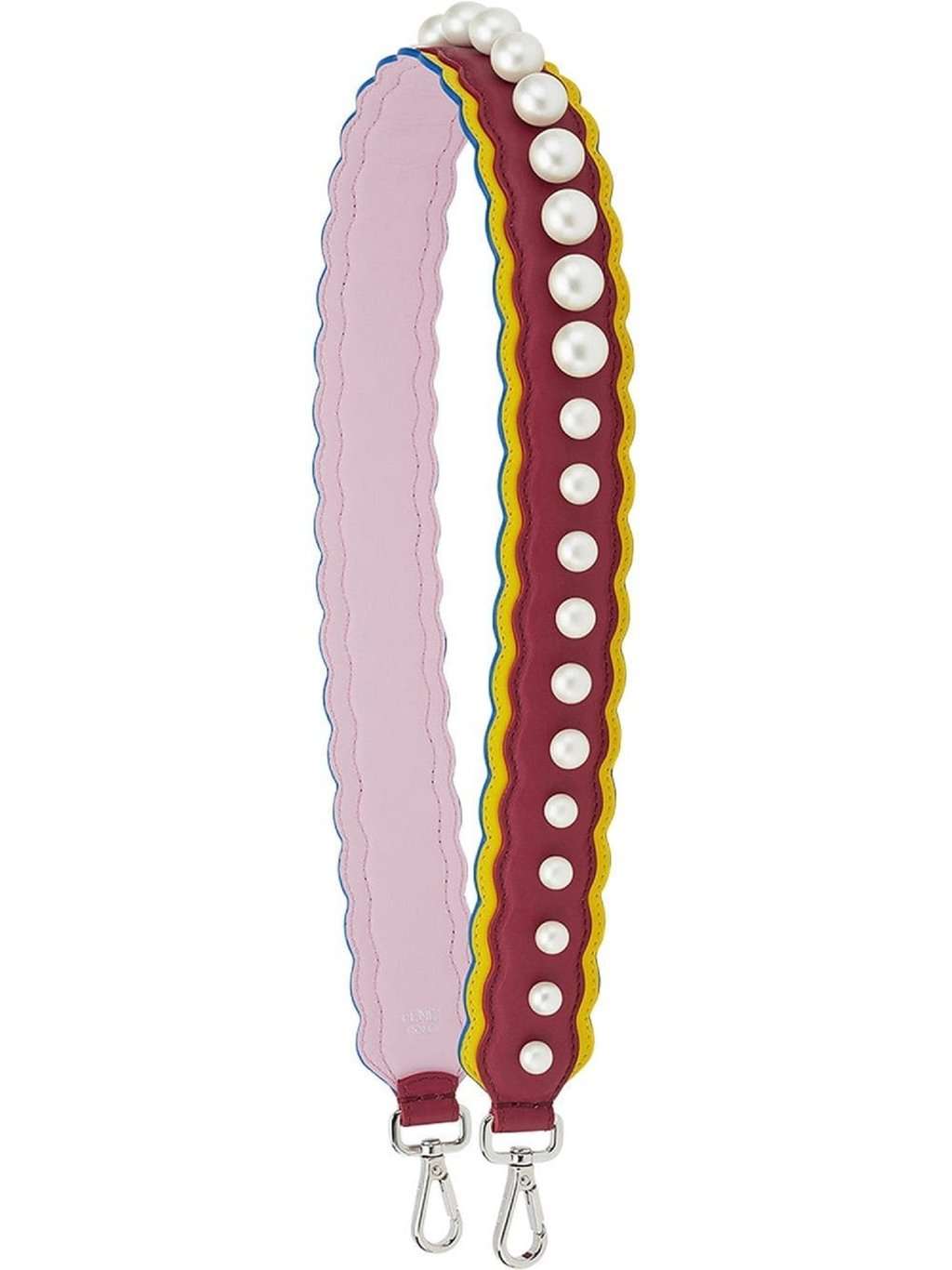 Fendi Fendi Strap You Pearl Embellished Black Cherry Lemon Shoulder Strap Red Leather Never worn - Front View
