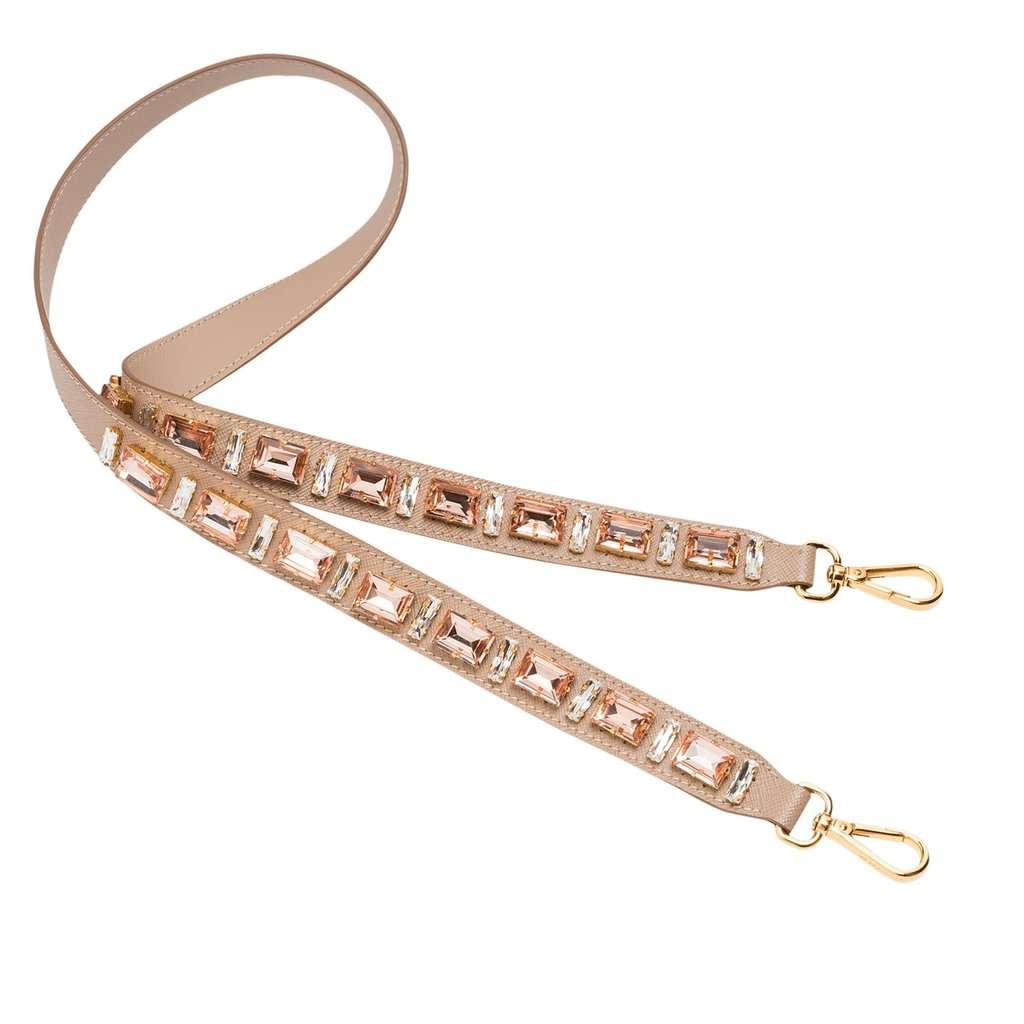 Prada Prada Leather Saffiano Crystal Women's Blush Pink Strap Pink Leather Never worn - Front View