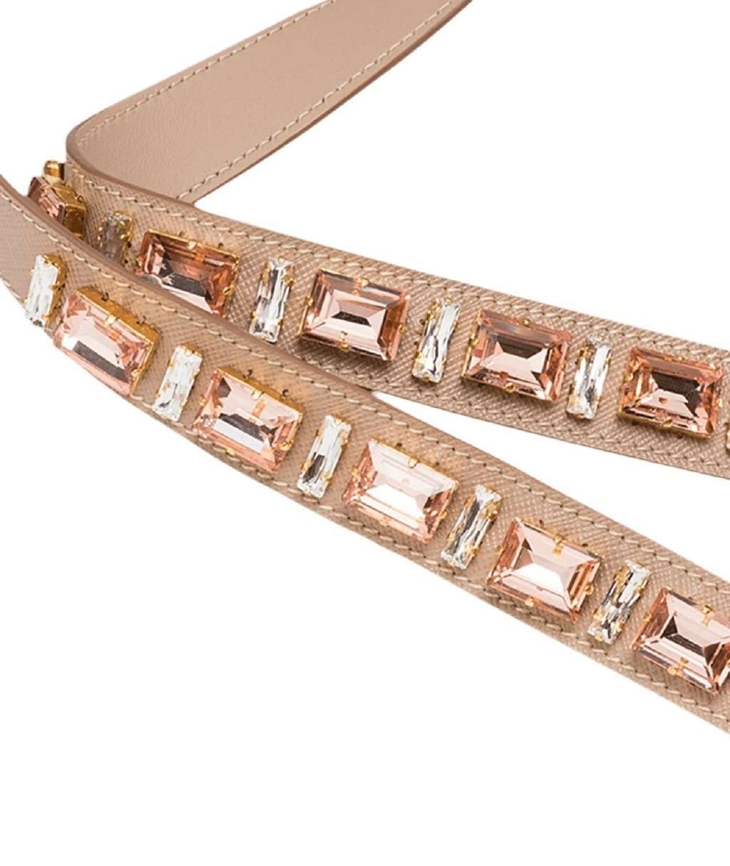 Prada Prada Leather Saffiano Crystal Women's Blush Pink Strap Pink Leather Never worn - Back View