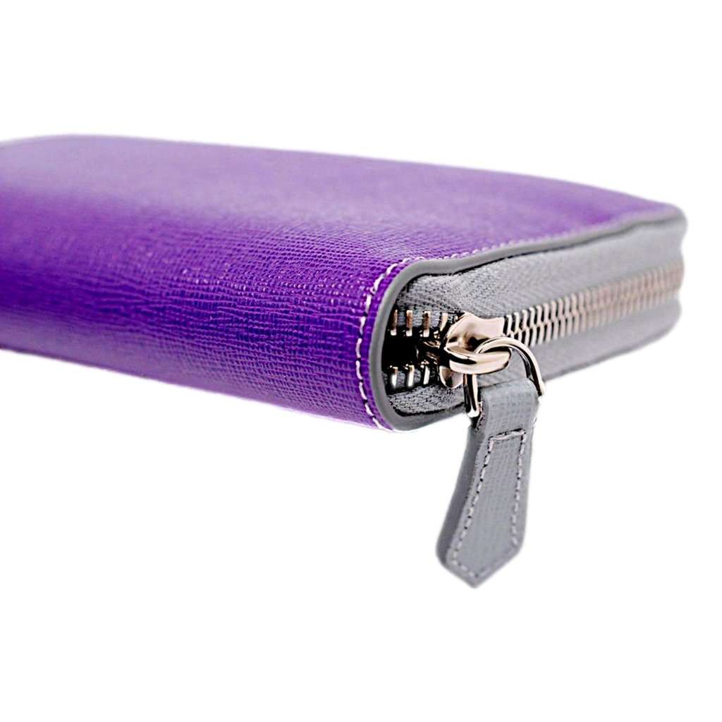 Fendi Fendi Monster Zip Pouch Clutch Cosmetic Bag Travel Purple Blue Leather Purple Leather Never worn - Inside View