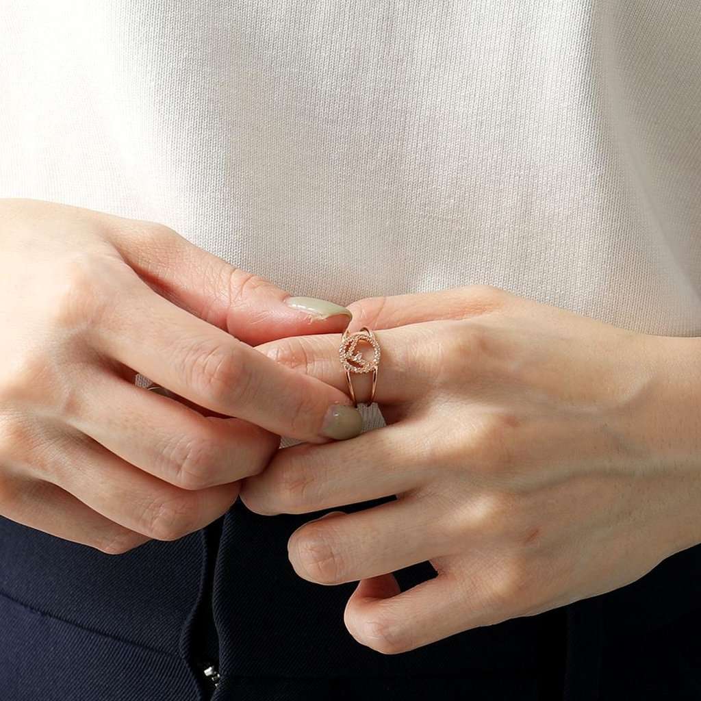 Fendi Fendi F is Fendi Circle Logo Crystal Ring Rose Gold Metal Size Small Gold Never worn - Box View