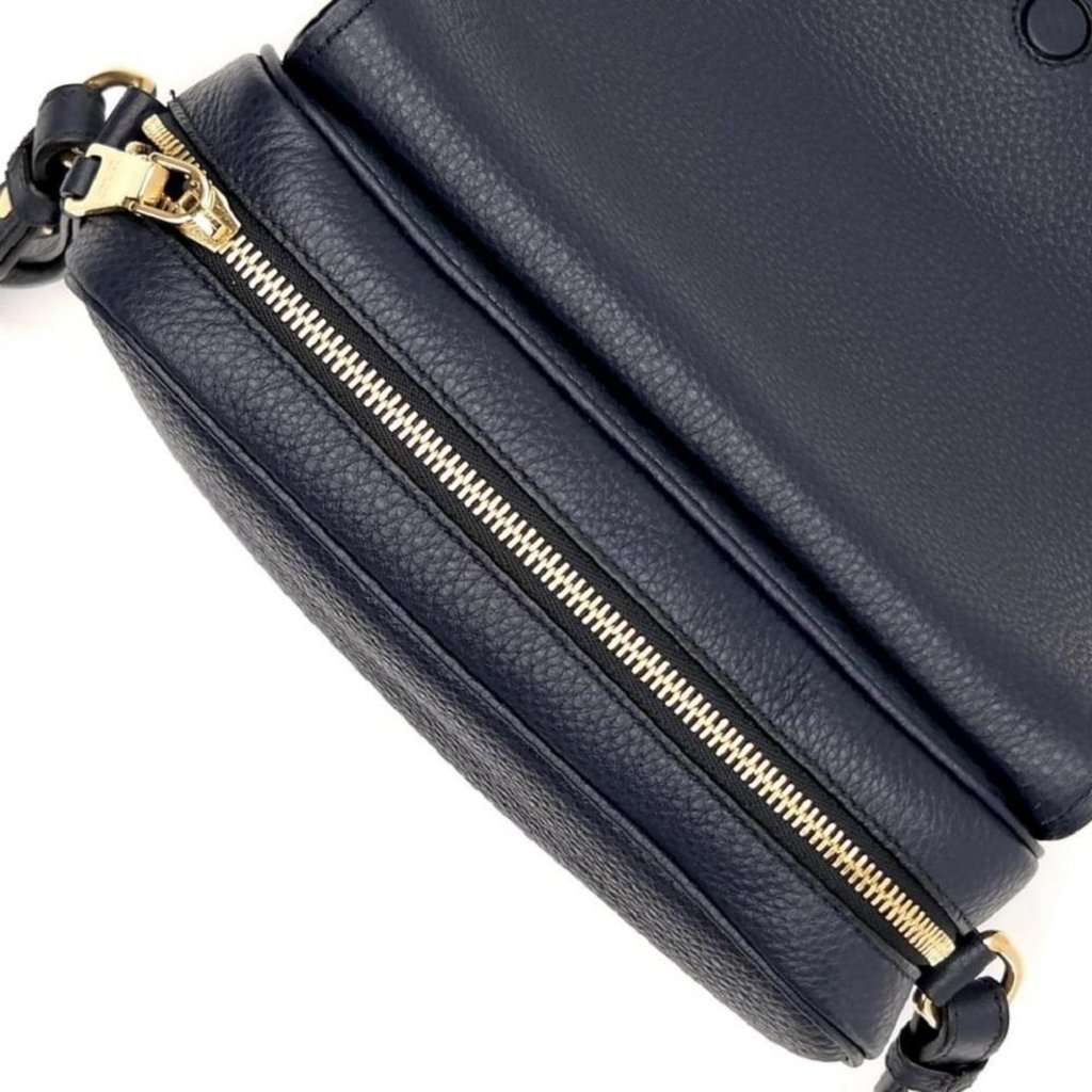 Prada Prada Vitello Phenix Baltico Blue Leather Flap Medium Crossbody Bag Blue Leather Never worn - Model View