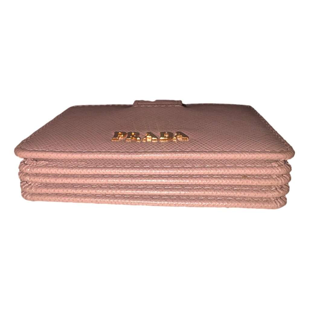 Prada Prada Saffiano Leather Cipria Beige Accordion Card Case Wallet Beige Leather Never worn - Model View