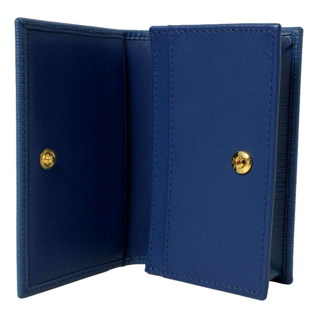 Prada Prada Blue Vitello Move Leather Triangle Logo Card Case Wallet Black Leather Never worn - Back View