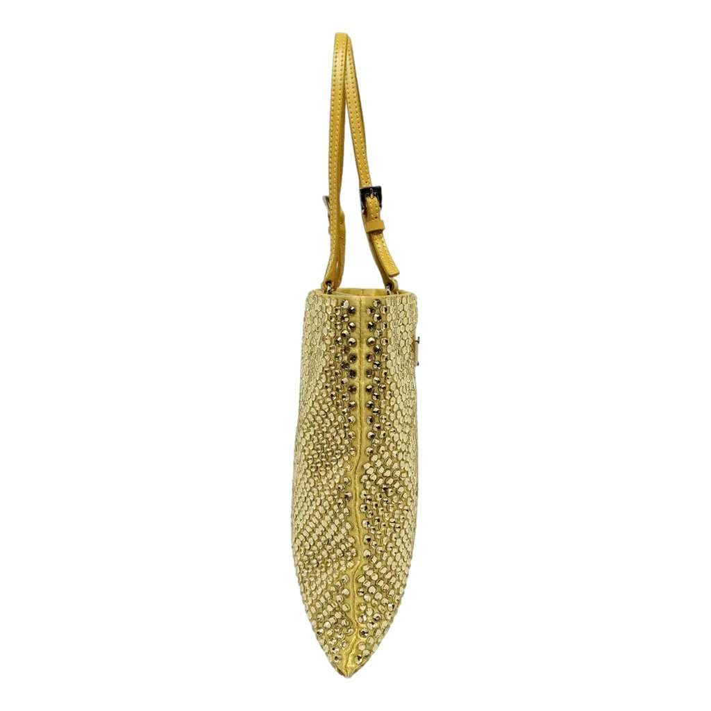 Prada Prada Mini Satin Crystal Embellished Double Handle Crossbody Handbag Yellow Yellow Satin Never worn - Inside View