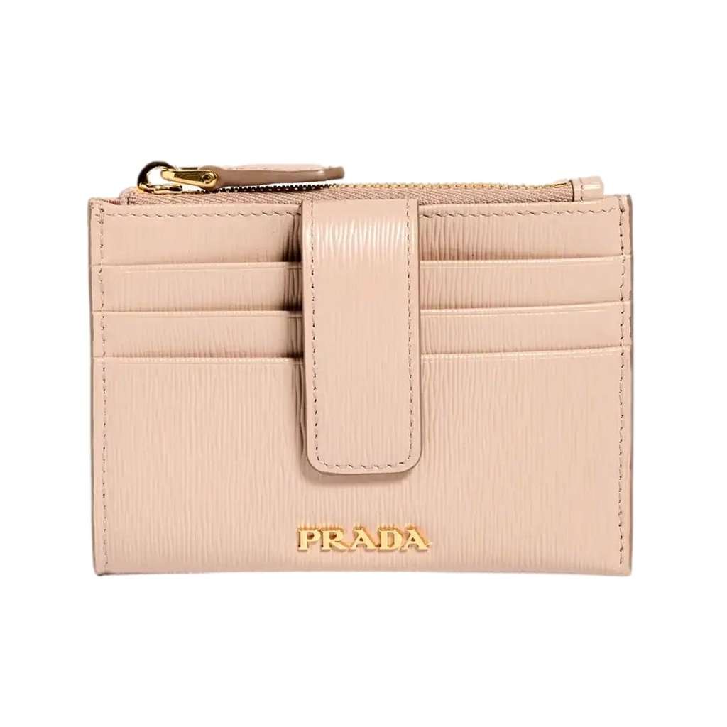Prada Prada Vitello Move Card Holder Wallet Cipria Beige Leather Logo Plaque White Leather Never worn - Front View