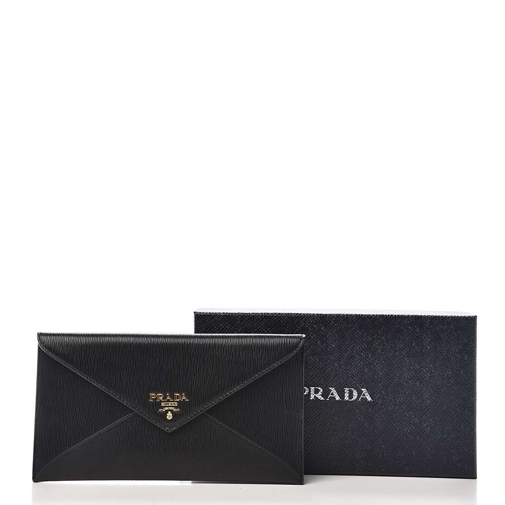 Prada Prada Black Vitello Move Leather Long Envelope Wallet Black Leather Never worn - Back View