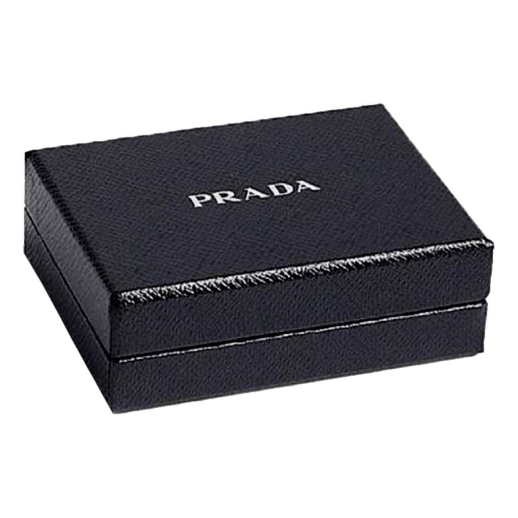 Prada Prada Bifold Black Polished Leather Triangle Logo Card Holder Wallet Black Leather Never worn - Box View