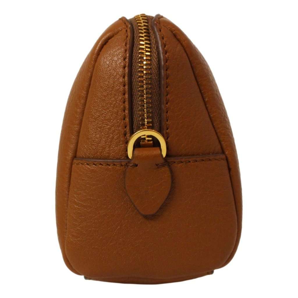 Prada Prada Vitello Daino Cannella Brown Leather Cosmetic Pouch Clutch Bag Brown Leather Never worn - Box View