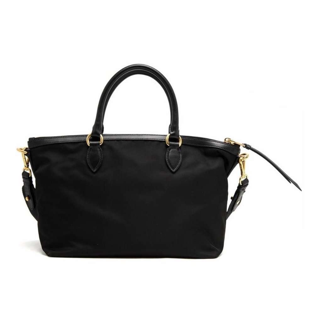 Prada Prada Tessuto Nylon Black Leather Clochette Crossbody Tote Bag Black Never worn - Back View