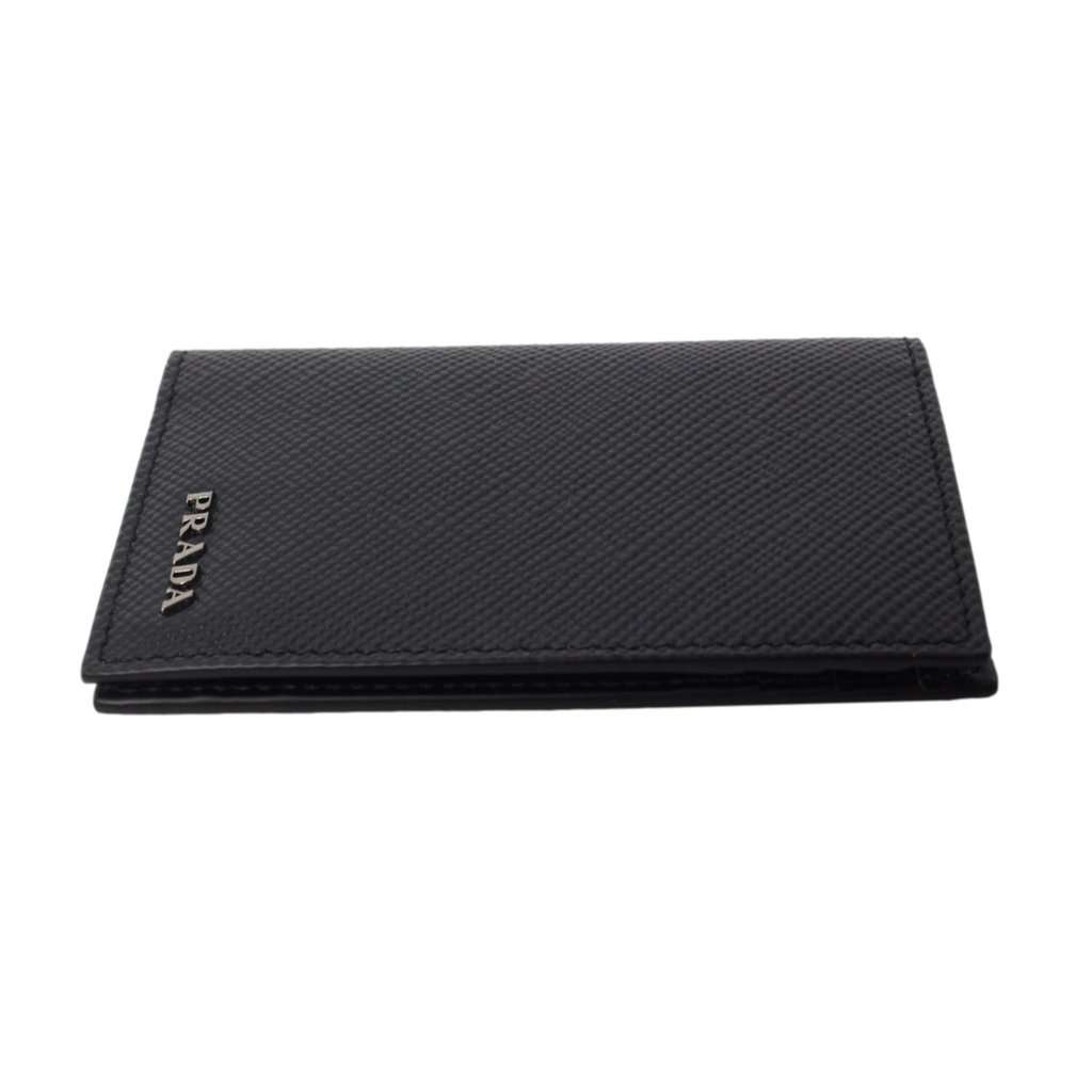 Prada Prada Black Saffiano Leather Vertical Logo Card Holder Black Leather Never worn - Box View