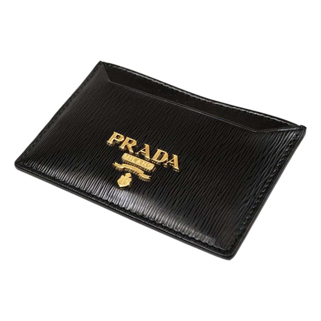 Prada Prada Black Vitello Move Leather Gold Logo Card Holder Wallet Black Leather Never worn - Back View