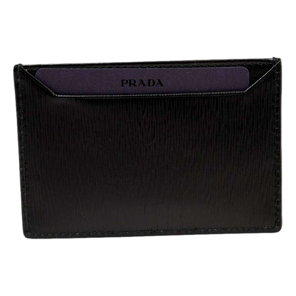 Prada Prada Black Vitello Move Leather Gold Logo Card Holder Wallet Black Leather Never worn - Model View