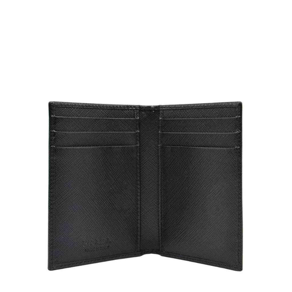 Prada Prada Mens Saffiano Leather Vertical Card Black Holder Bifold Wallet Black Leather Never worn - Back View