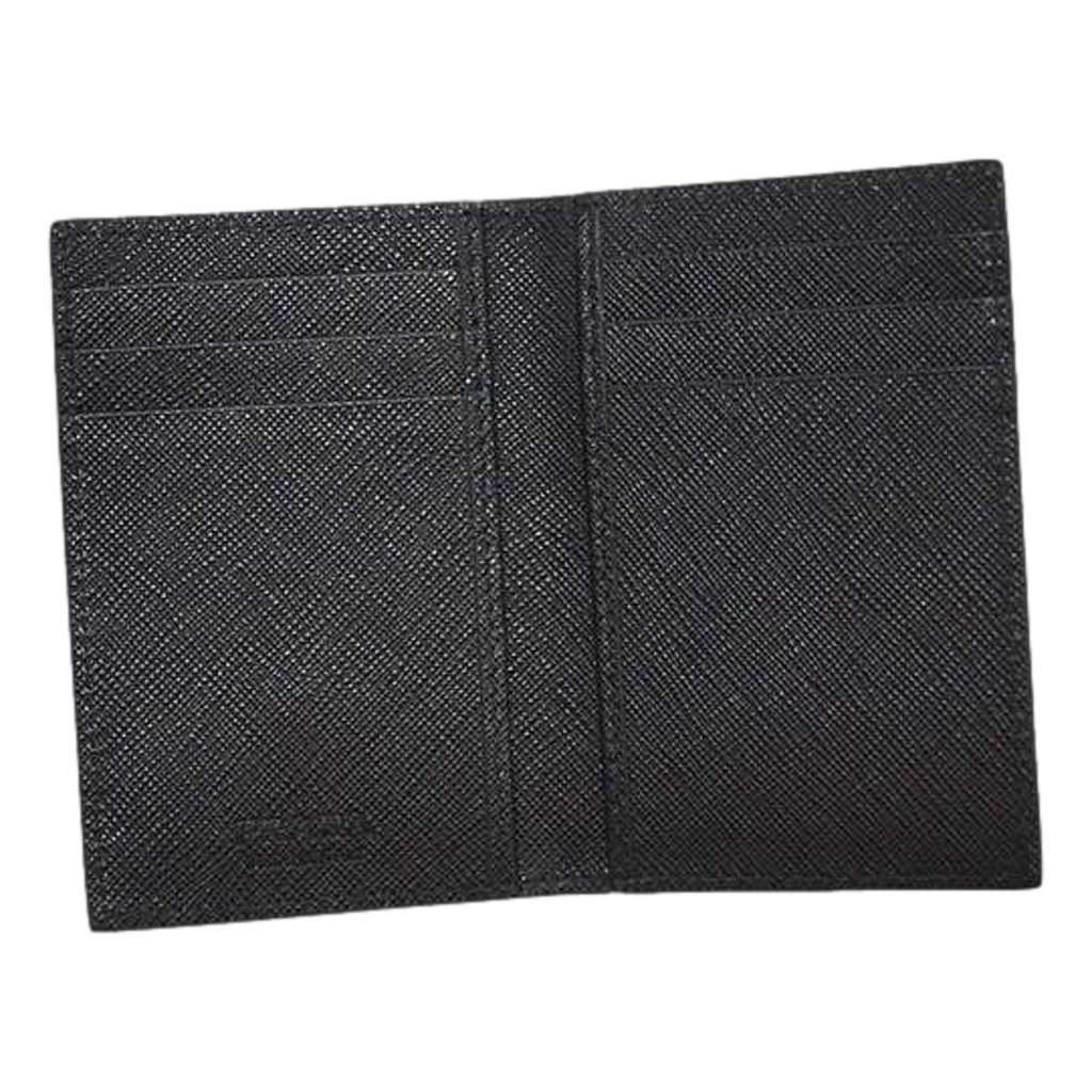 Prada Prada Mens Saffiano Leather Vertical Card Black Holder Bifold Wallet Black Leather Never worn - Model View