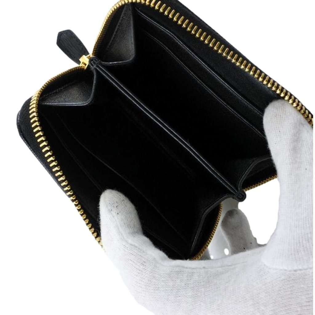 Prada Prada Black Vitello Leather Gold Zip Coin Purse Wallet Black Leather Never worn - Inside View