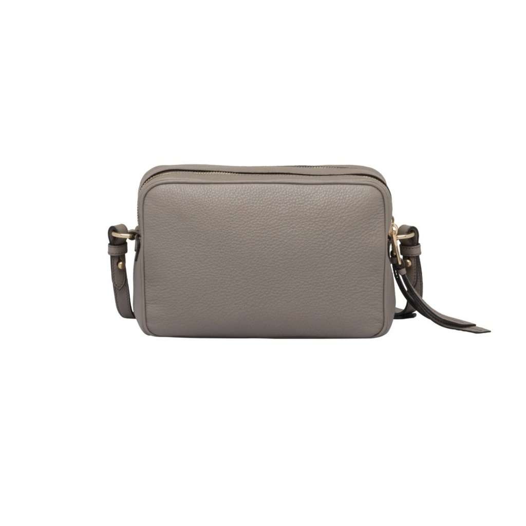 Prada Prada Argilla Grey Vitello Phenix Leather Double Zip Cross Body Bag Grey Leather Never worn - Model View