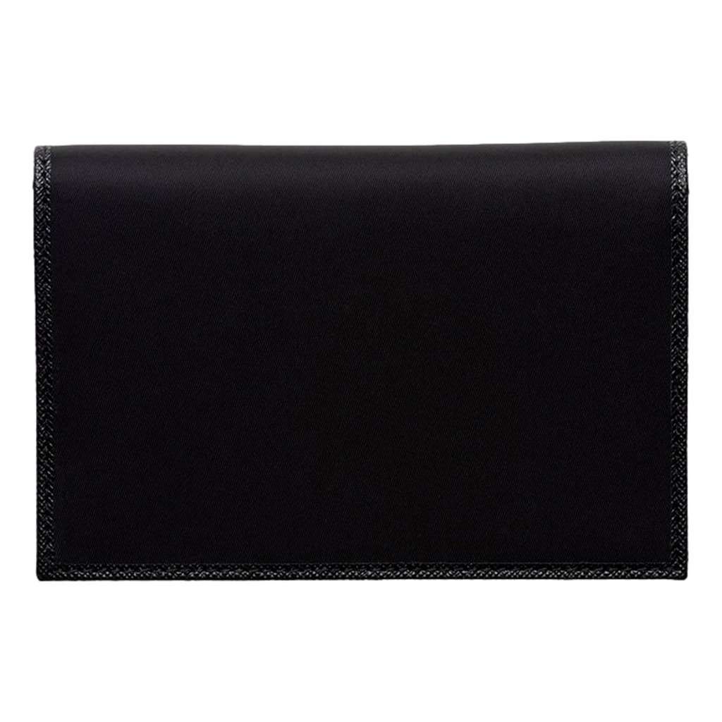 Prada Prada Re-Nylon Tessuto Black Saffiano Passport Holder Triangle Logo Black Leather Never worn - Model View