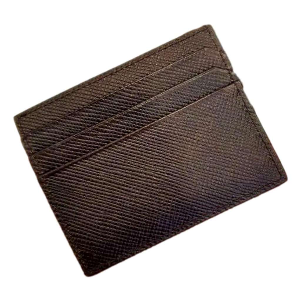 Prada Prada Saffiano Mens Bruciato Brown Credit Card Wallet Brown Leather Never worn - Back View