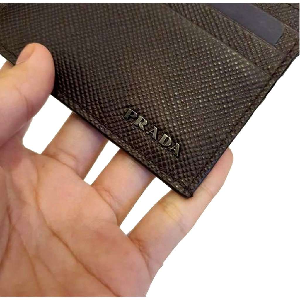 Prada Prada Saffiano Mens Bruciato Brown Credit Card Wallet Brown Leather Never worn - Inside View