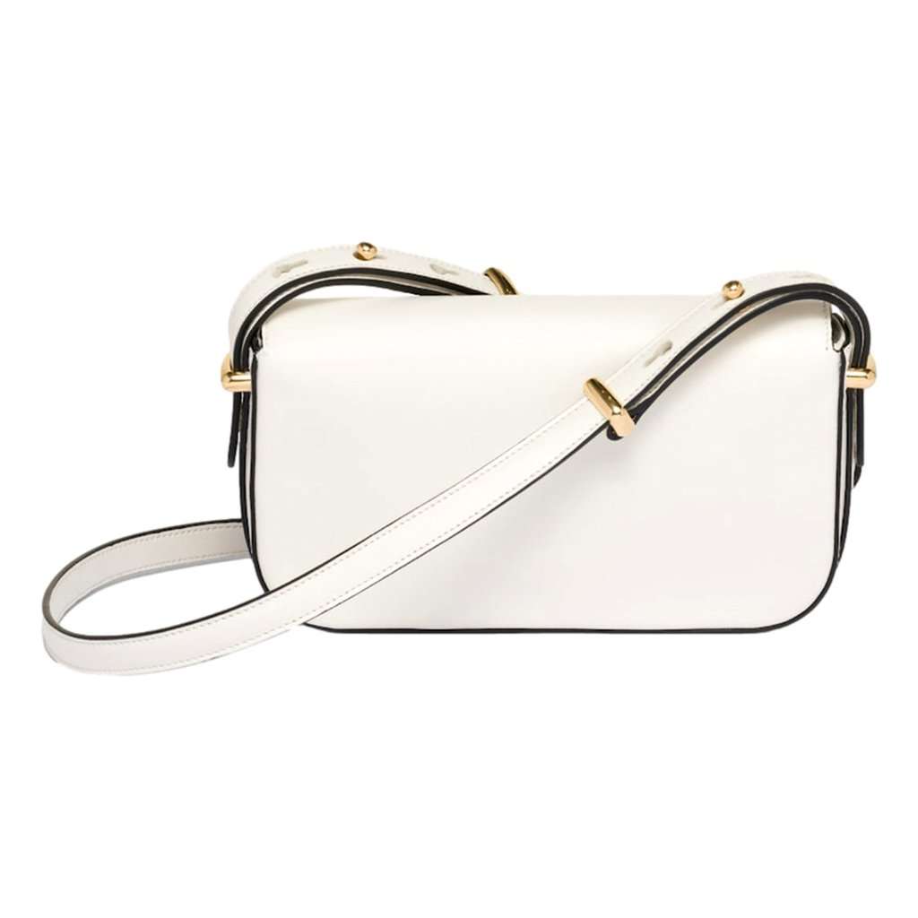 Prada Prada Embleme Triangle Logo Soft Calfskin Crossbody Bag White White Leather Never worn - Back View