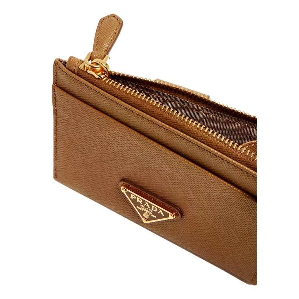 Prada Prada Saffiano Caramel Brown Leather Zip Card Holder Wallet Brown Leather Never worn - Inside View
