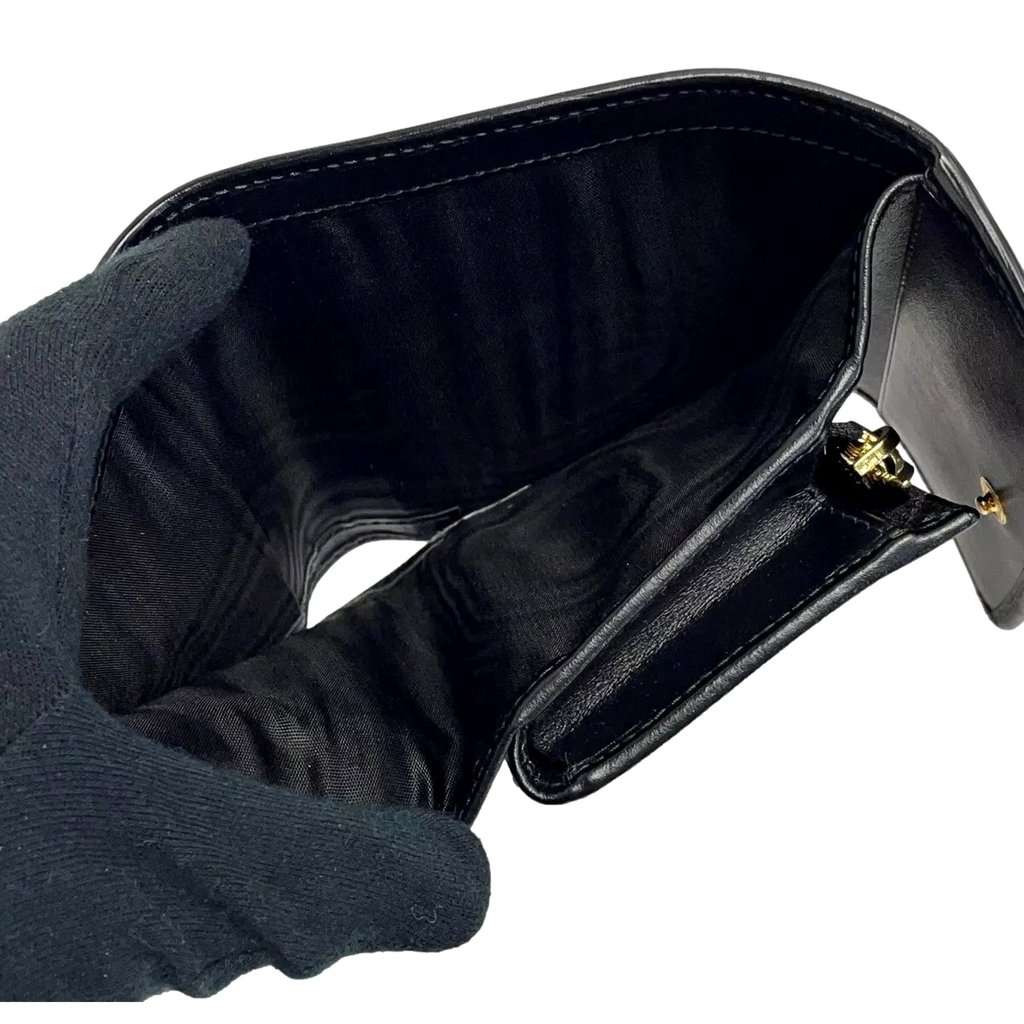 Prada Prada Vitello Move Nero Black Trifold Coin Zipper Snap Card Holder Wallet Black Leather Never worn - Box View
