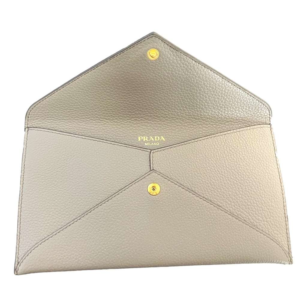 Prada Prada Grey Vitello Grain Leather Long Envelope Wallet Grey Leather Never worn - Inside View