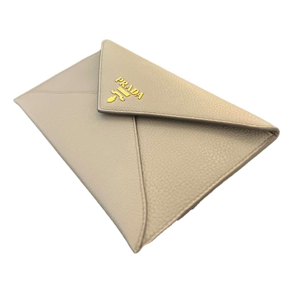 Prada Prada Grey Vitello Grain Leather Long Envelope Wallet Grey Leather Never worn - Model View