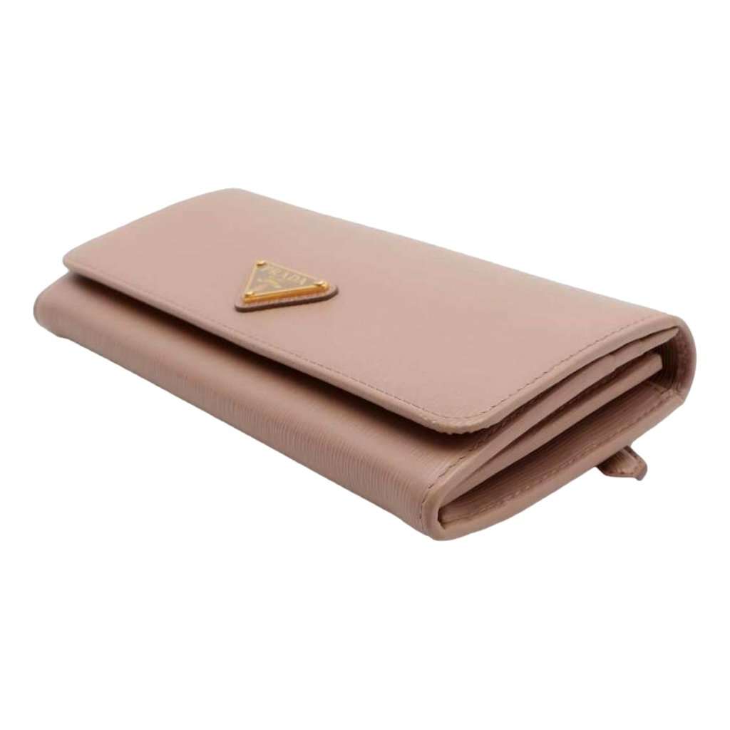 Prada Prada Vitello Move Cipria Beige Leather Continental Long Wallet Gold Triangle Logo Brown Leather Never worn - Inside View