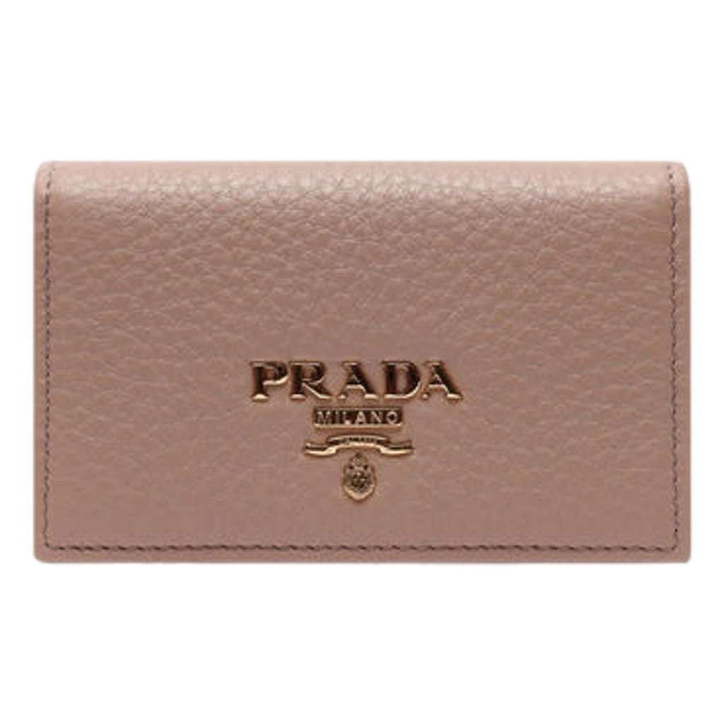 Prada Prada Women's Vitello Grain Cammeo Beige Leather Card Case Wallet Beige Leather Never worn - Front View