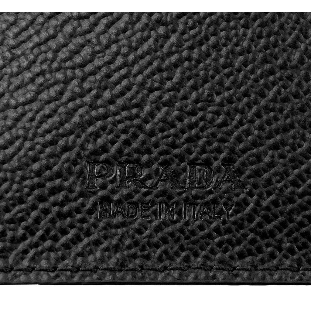 Prada Prada Mens Vitello Micro Grain Black Leather Triangle Logo Bifold Wallet Black Leather Never worn - Box View
