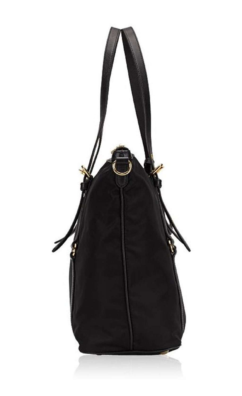 Prada Prada Tessuto Nylon Saffiano Leather Black Top Zip Tote Bag Black Never worn - Inside View
