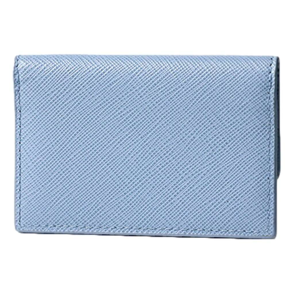 Prada Prada Saffiano Celeste Blue Leather Small Snap Card Holder Wallet Triangle Logo Blue Leather Never worn - Box View