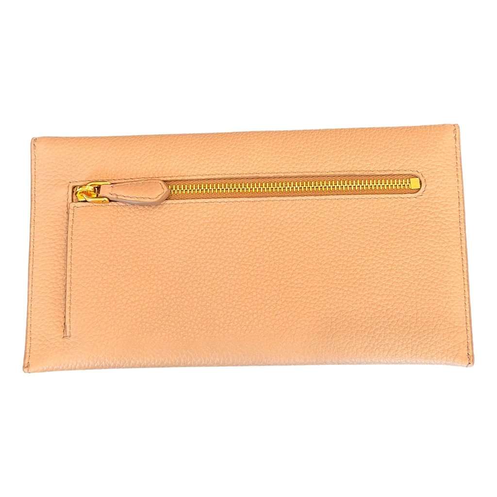 Prada Prada Beige Vitello Grain Leather Long Envelope Wallet Beige Leather Never worn - Back View