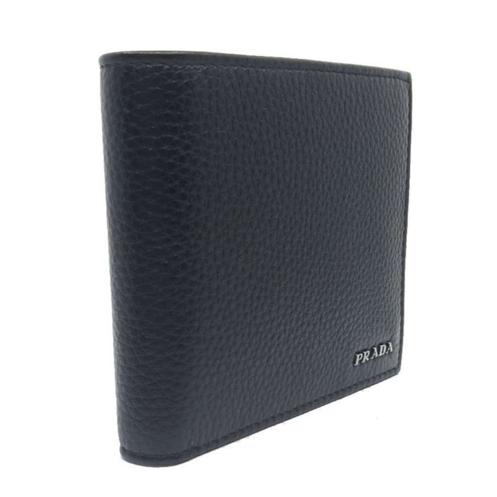 Prada Prada Mens Bifold Nero Black Vitello Grain Leather Wallet Black Leather Never worn - Box View