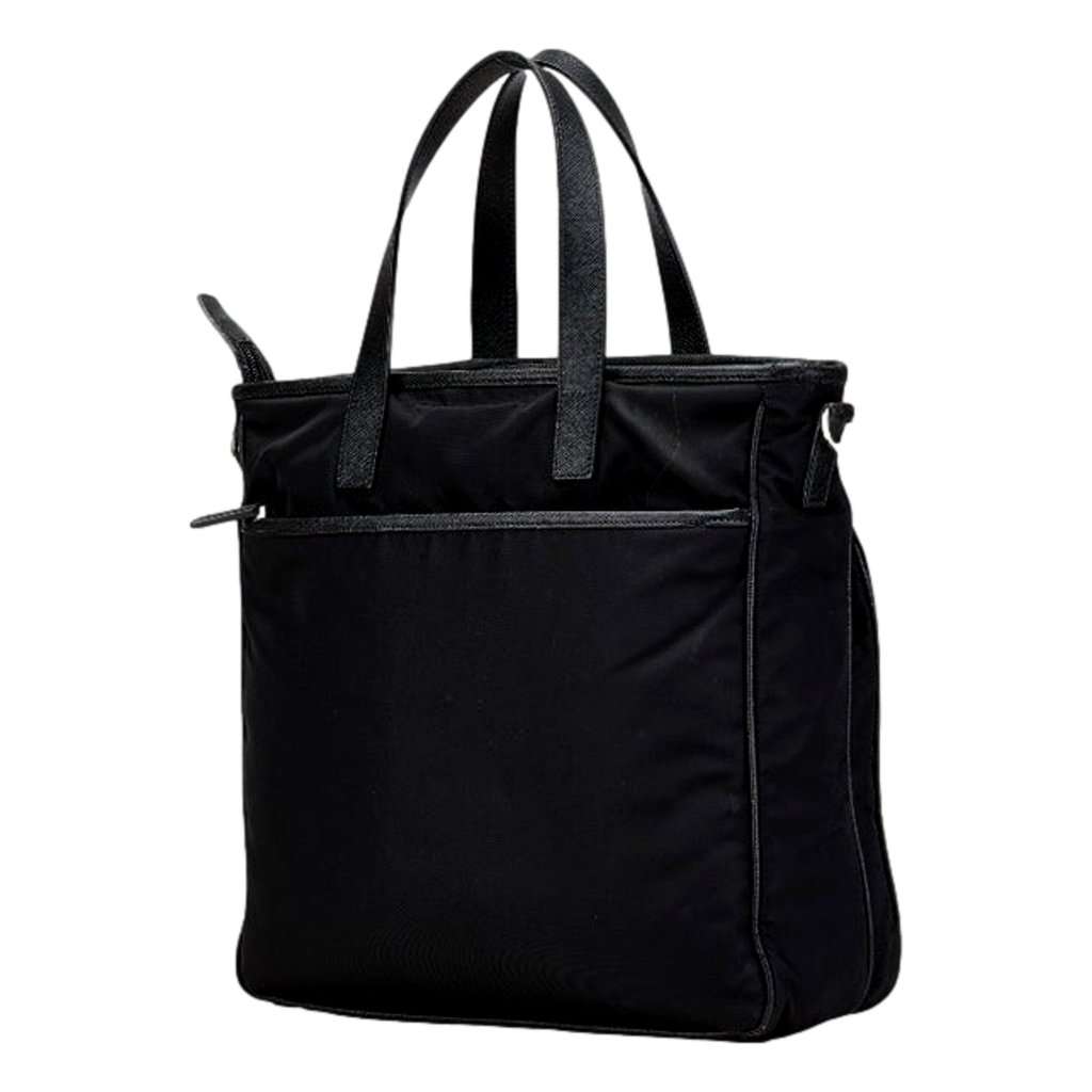 Prada Prada Re-Nylon Black Nylon and Saffiano Large Crossbody Tote Bag Black Leather Never worn - Back View