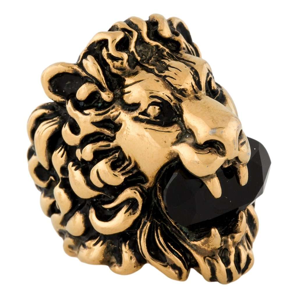 Gucci Gucci Lion Head King Ring With Crystal Aged Gold and Black 16 Yellow Never worn - Inside View